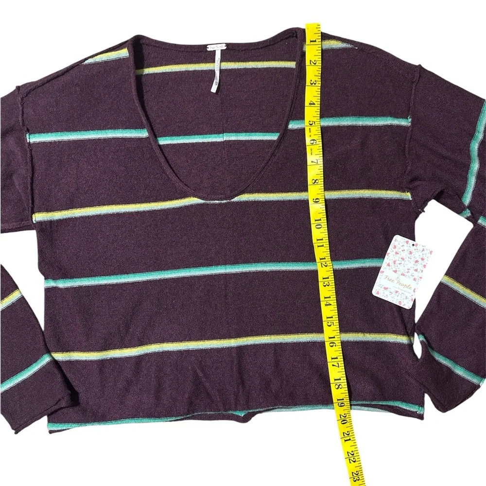 Free People Multicolor Striped V-Neck Sweater , the softest! XS - Picture 5 of 5